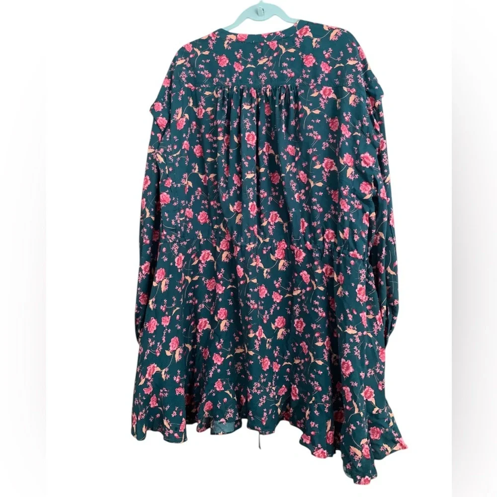 Free People Floral Fields Mini Dress in Emerald Green Sz M
